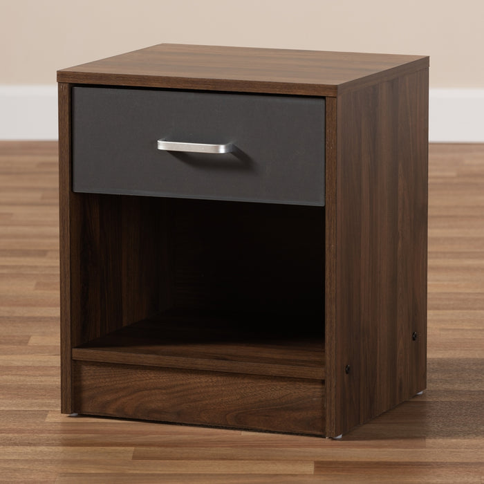 Hansel Contemporary (1-Drawer 1-Shelf) Wood Nightstand