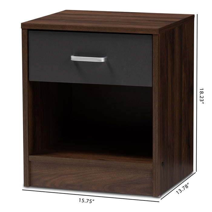 Hansel Contemporary (1-Drawer 1-Shelf) Wood Nightstand