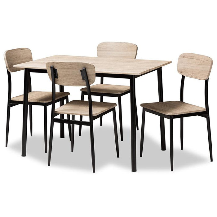 Honore Mid-Century Wood (5-Piece) Dining Set