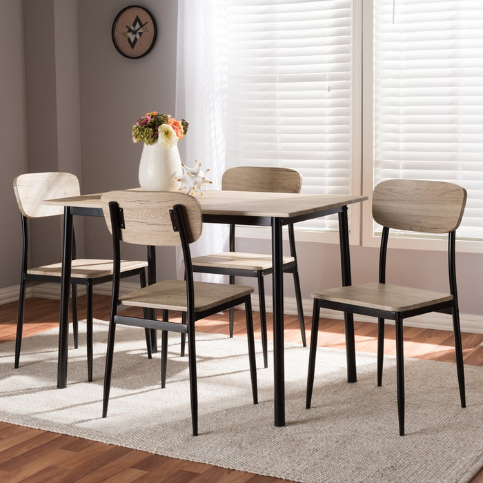 Honore Mid-Century Wood (5-Piece) Dining Set