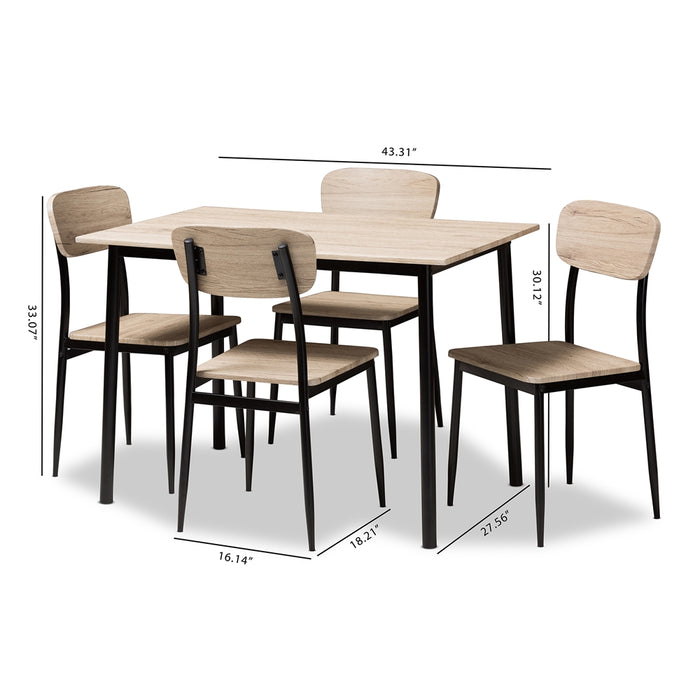 Honore Mid-Century Wood (5-Piece) Dining Set