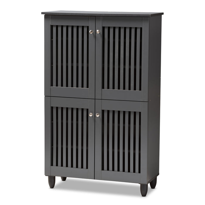 Fernanda Contemporary (4-Door) Wood Shoe Cabinet