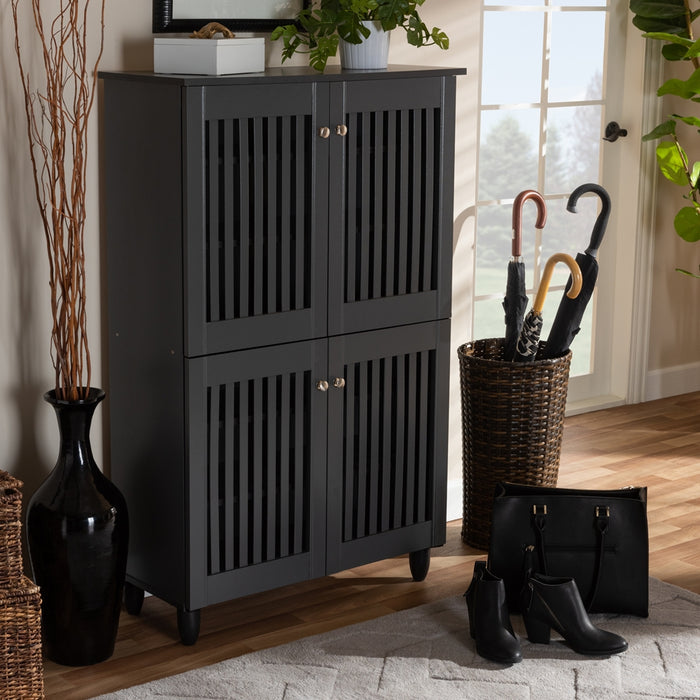 Fernanda Contemporary (4-Door) Wood Shoe Cabinet