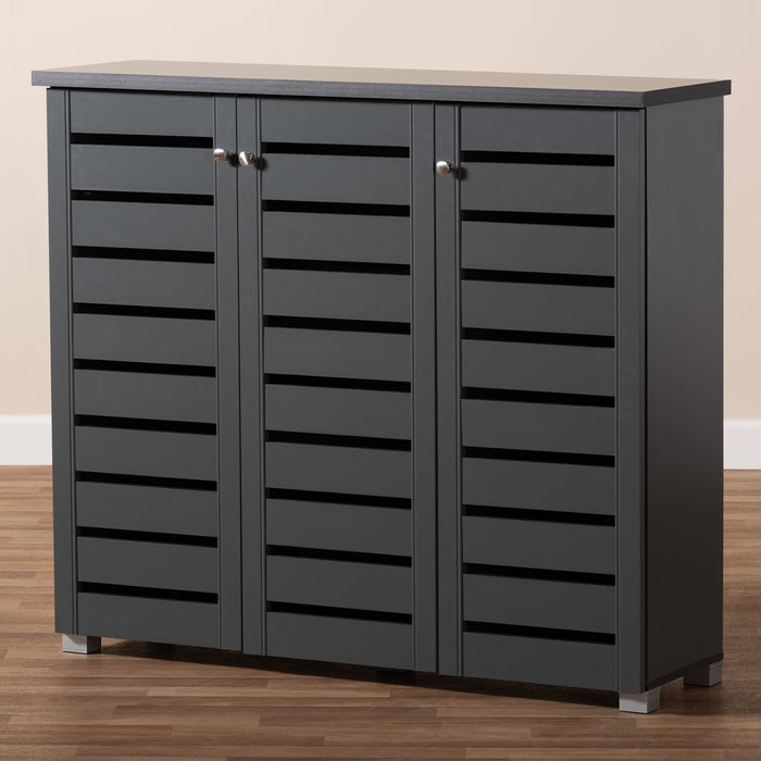Adalwin Contemporary (3-Door) Wood Shoe Cabinet