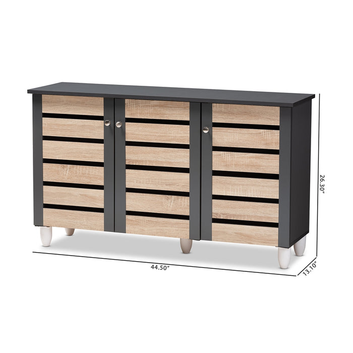 Gisela Contemporary (3-Door) Wood Shoe Cabinet