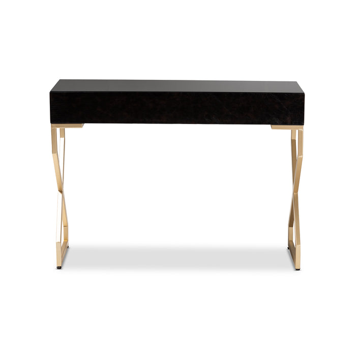 Carville Contemporary (2-Drawer) Metal & Leather Console Table