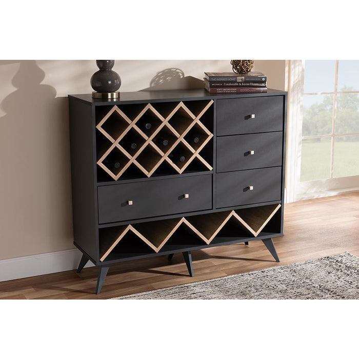 Savino Mid-Century (4-Drawer) Wood Wine Cabinet