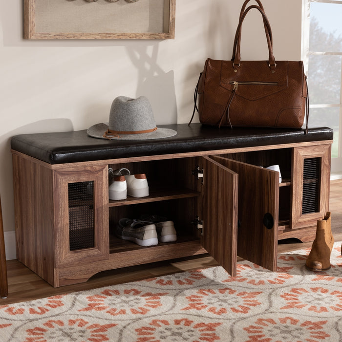 Valina Contemporary (2-Door) Leather Storage Bench