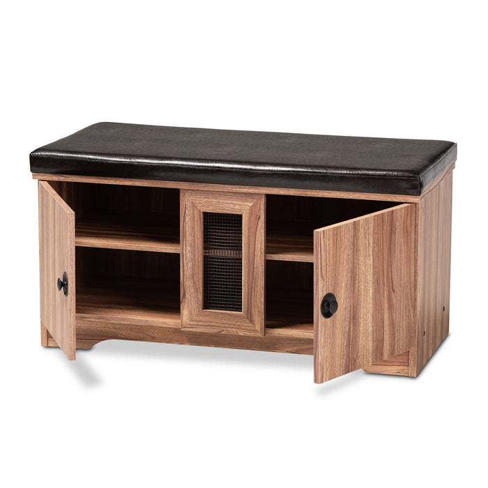 Valina Contemporary (2-Door) Leather Storage Bench