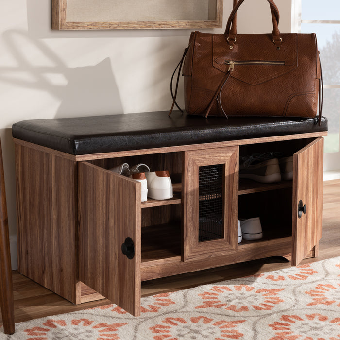 Valina Contemporary (2-Door) Leather Storage Bench