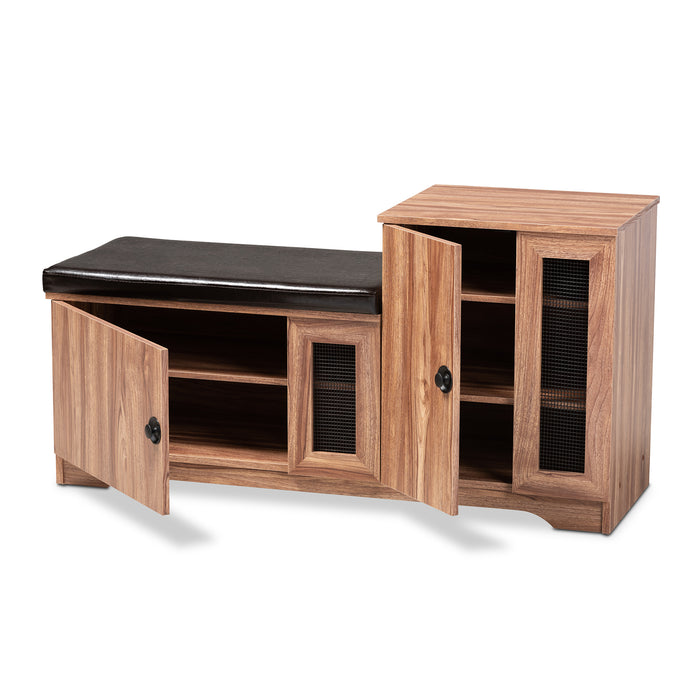 Valina Contemporary (2-Door) Leather Storage Bench