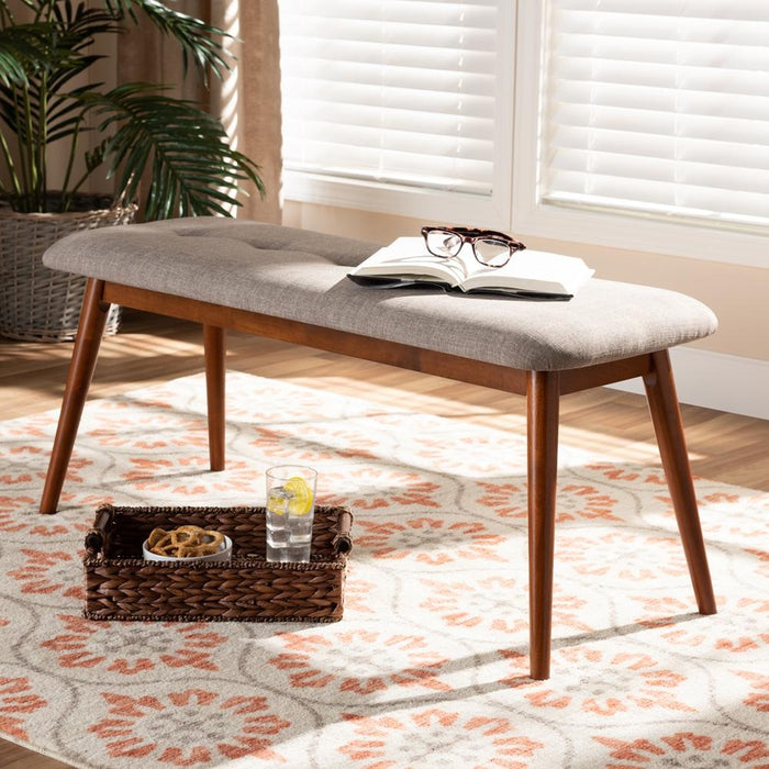 Flora Mid-Century Wood Dining Bench