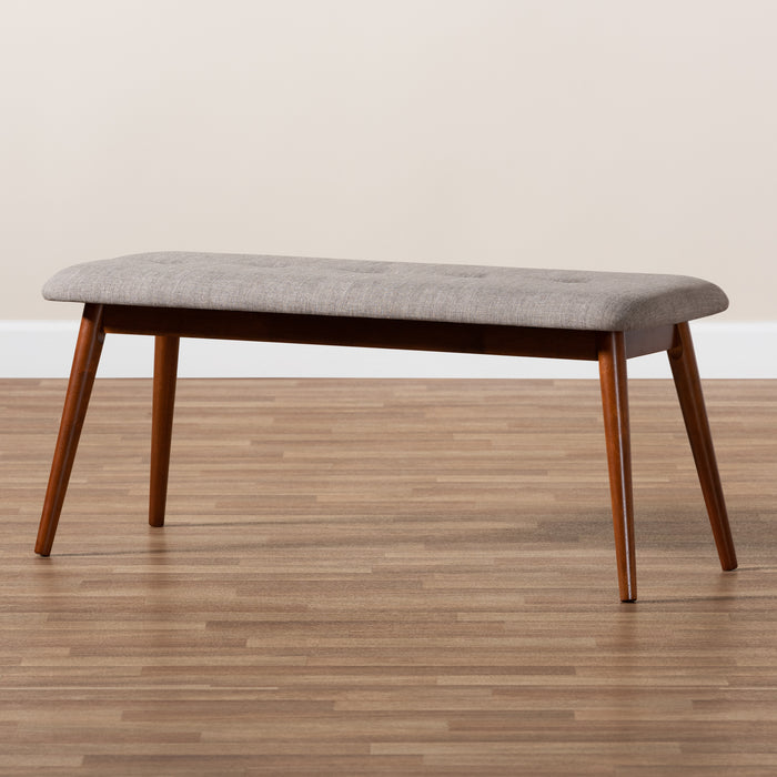 Flora Mid-Century Wood Dining Bench