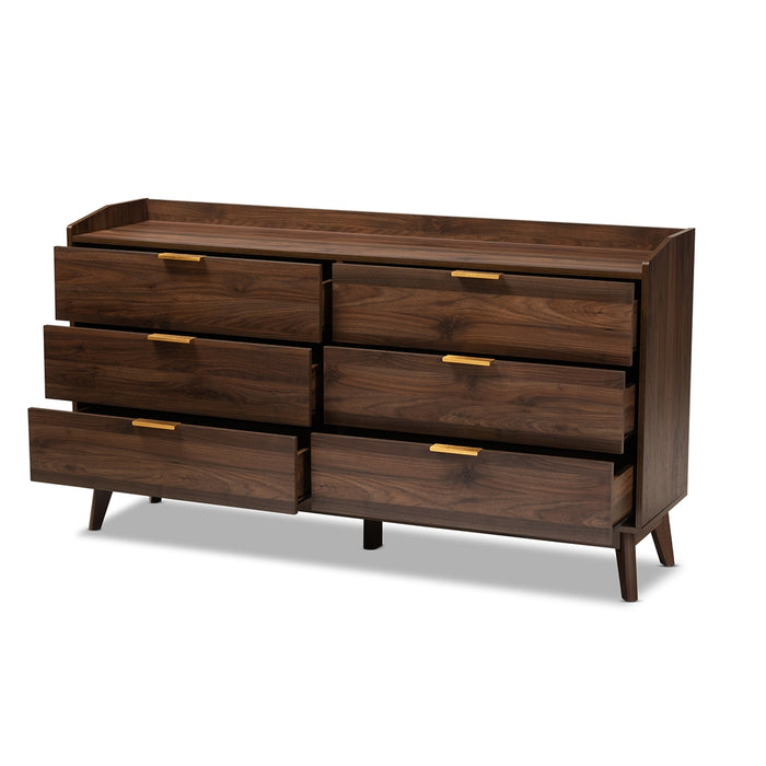 Lena Mid-Century (6-Drawer) Wood Dresser