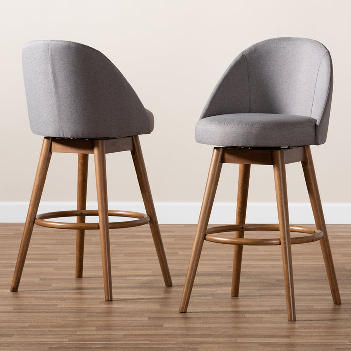 Carra Mid-Century (Set of 2) Wood Bar Stools