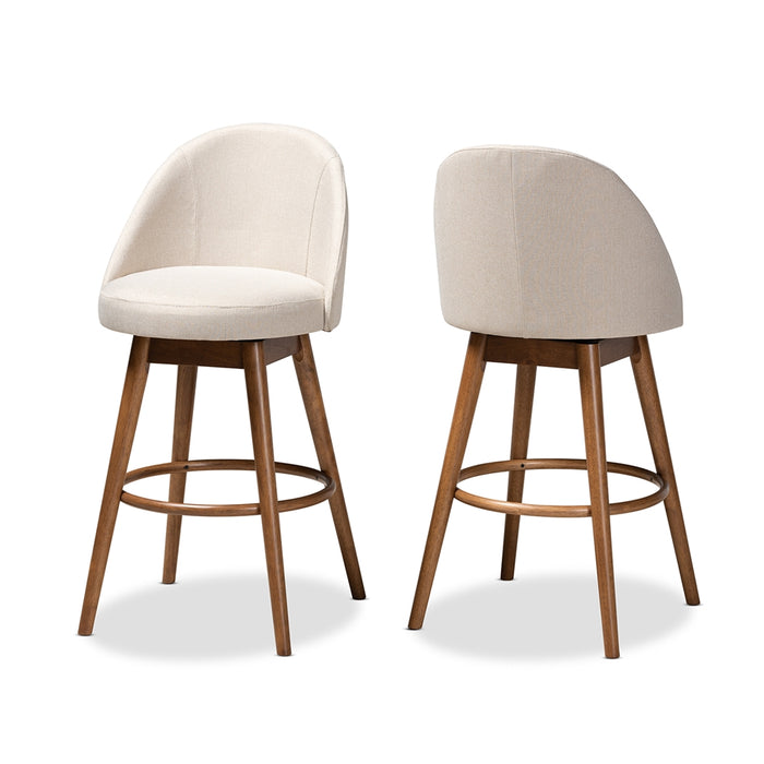 Carra Mid-Century (Set of 2) Wood Bar Stools