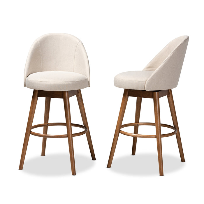 Carra Mid-Century (Set of 2) Wood Bar Stools