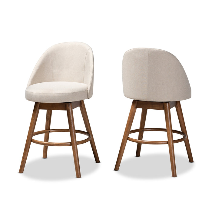 Carra Mid-Century (Set of 2) Wood Counter Stool