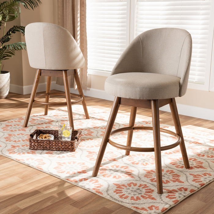 Carra Mid-Century (Set of 2) Wood Counter Stool