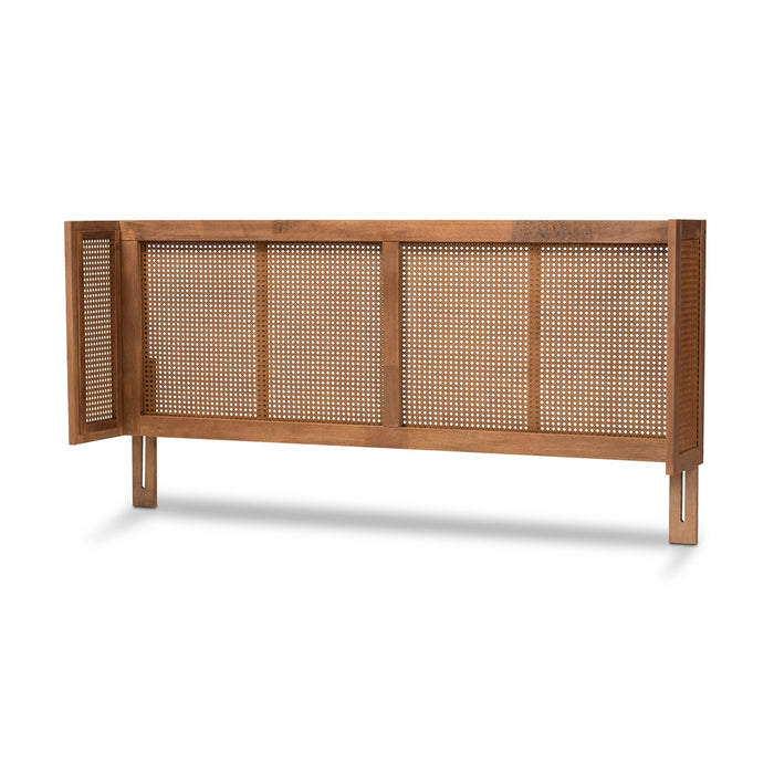 Rina Modern Wood & Rattan Headboard