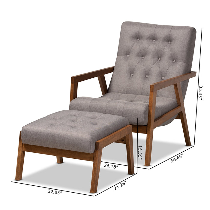 Naeva Mid-Century (2-Piece) Wood Living Room Set