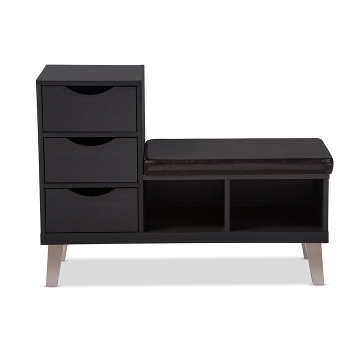 Arielle Contemporary (3-Drawer) Leather Seating Bench