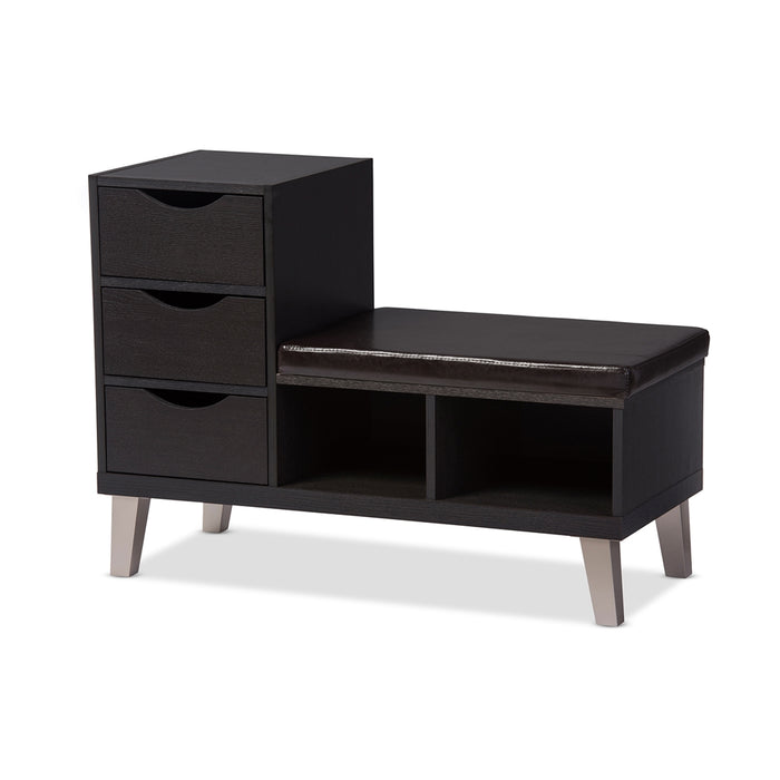 Arielle Contemporary (3-Drawer) Leather Seating Bench