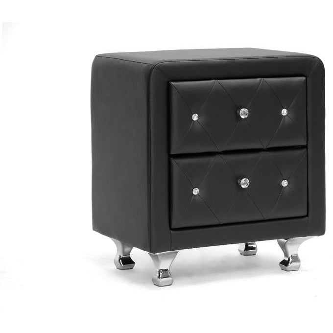 Stella Contemporary (2-Drawer) Leather Nightstand