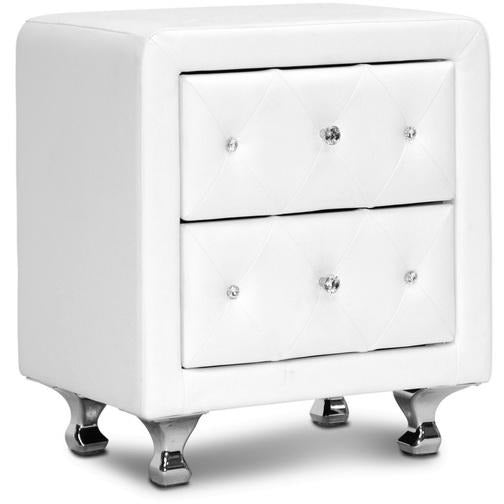 Stella Contemporary (2-Drawer) Leather Nightstand