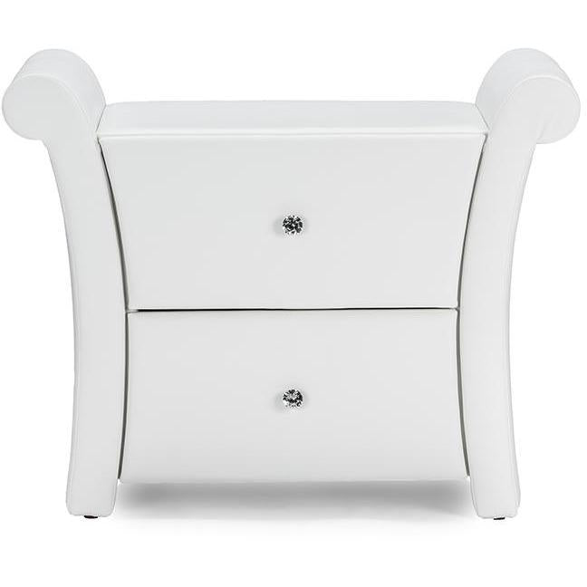 Victoria Contemporary (2-Drawer) Leather Nightstand