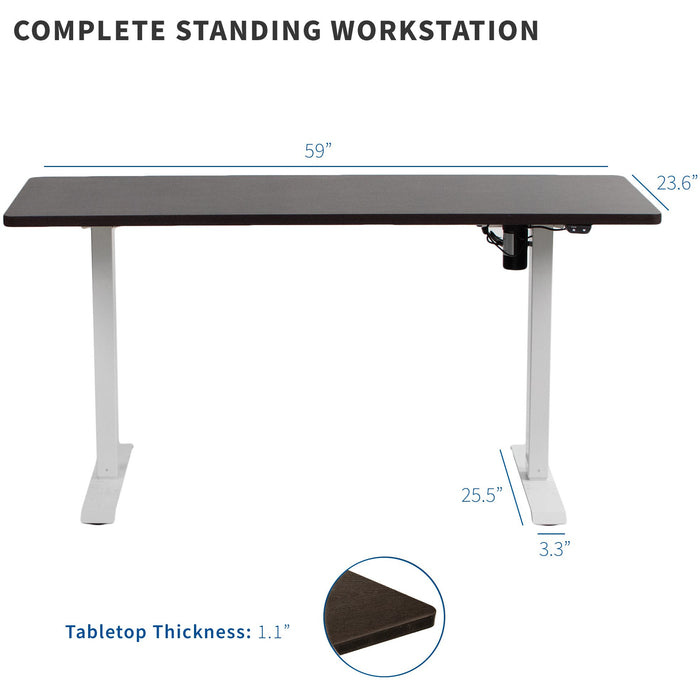 Standing Desk Simple 2-Button with White Base (60" x 24")