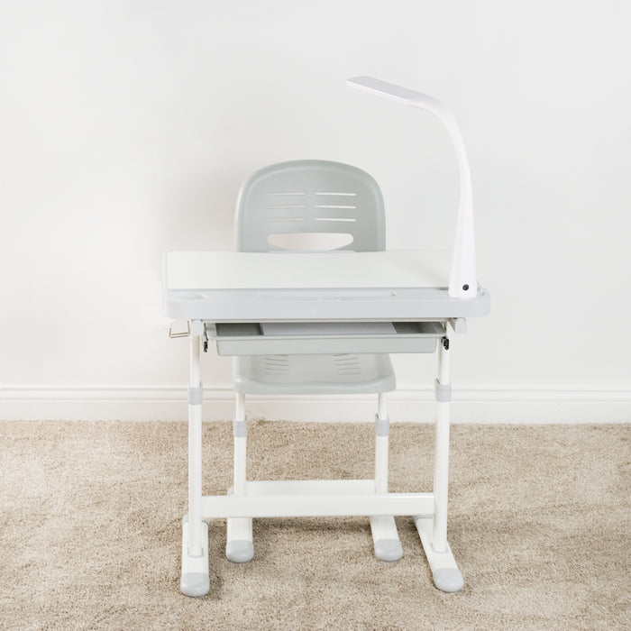 Gray Kids’ Height Adjustable Desk and Chair