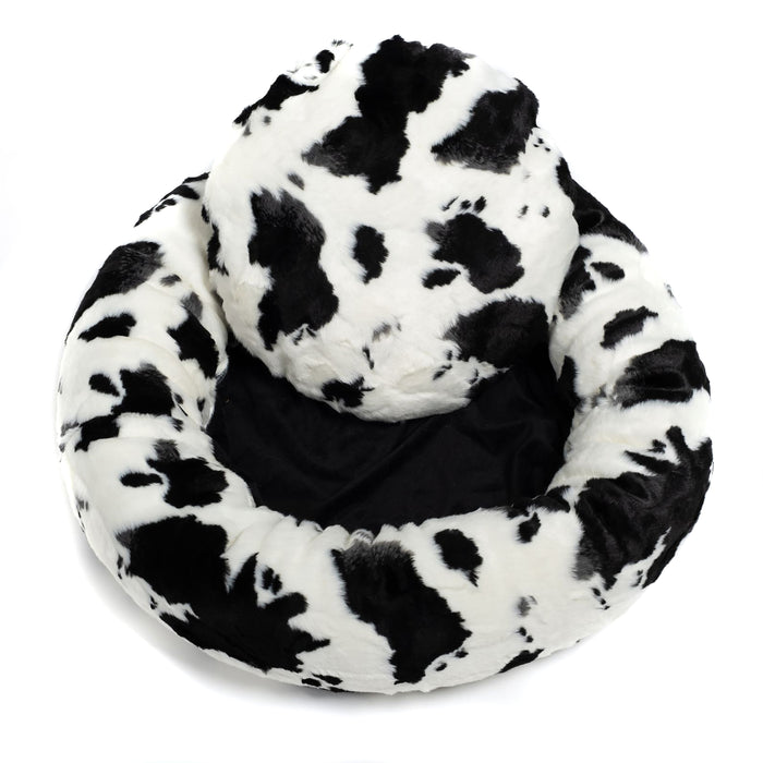 Fluffi Cow Pattern Donut Cat & Dog Bed