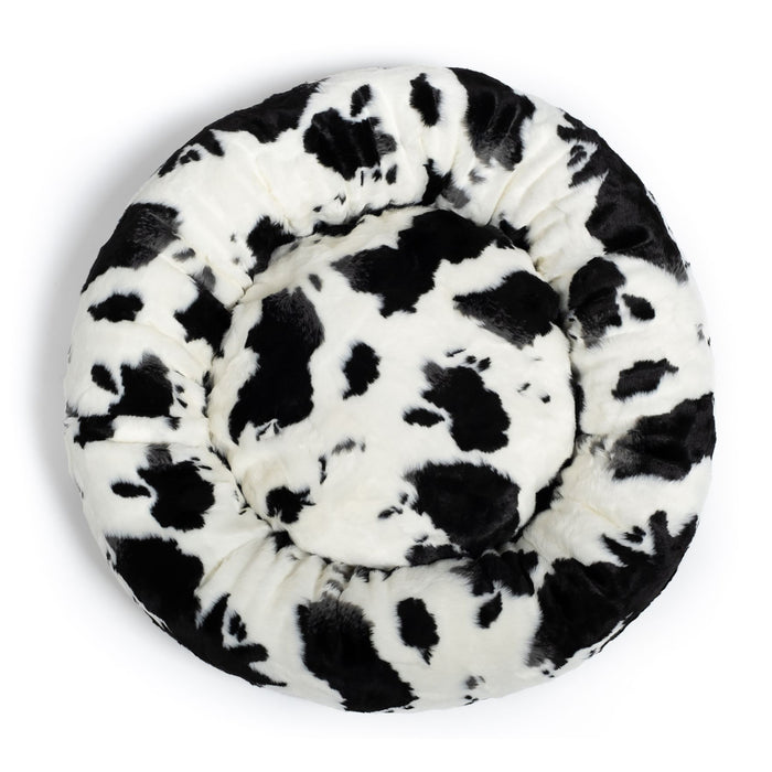 Fluffi Cow Pattern Donut Cat & Dog Bed