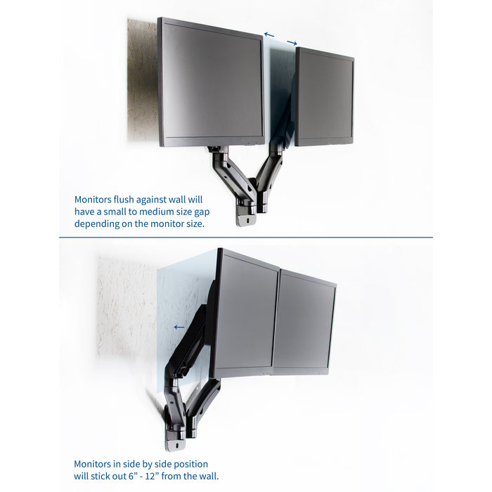 Pneumatic Arm Dual Monitor Wall Mount