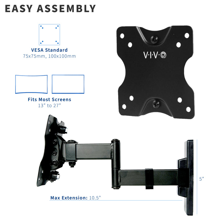 Single Monitor Wall Mount for TV and Computer