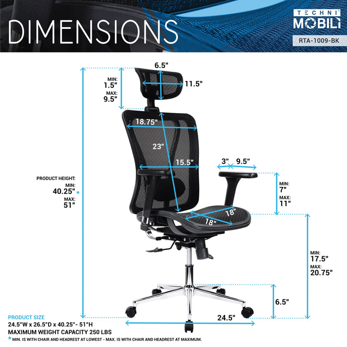 Techni Mobili Modern Mesh Office Chair