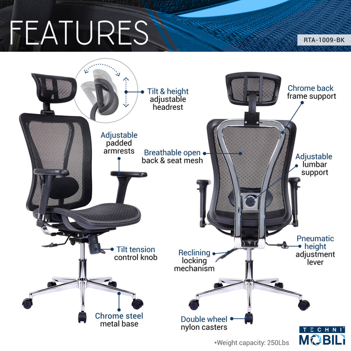 Techni Mobili Modern Mesh Office Chair