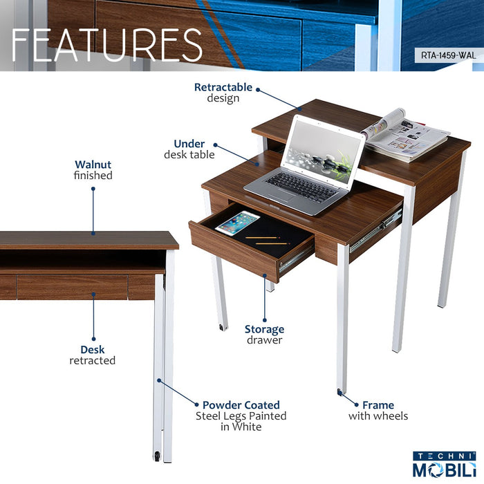 Techni Mobili Retractable (1-Drawer) Writing Desk