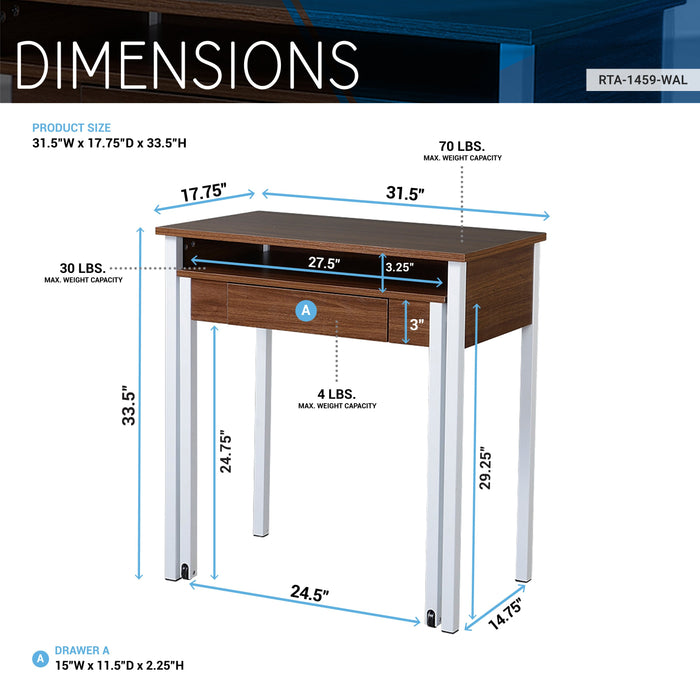 Techni Mobili Retractable (1-Drawer) Writing Desk