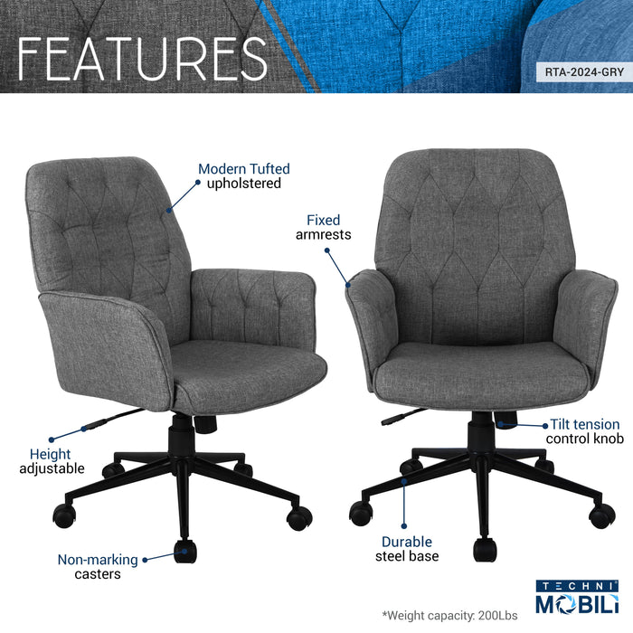 Techni Mobili Modern Upholstered Office Chair