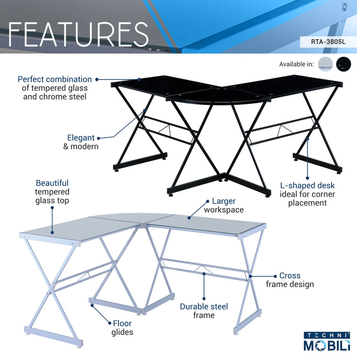 Techni Mobili L-Shaped Computer Desk