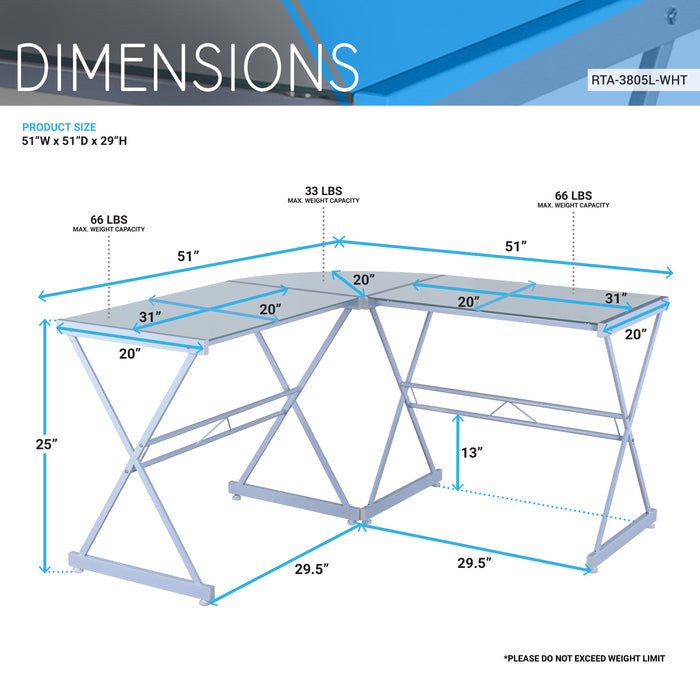 Techni Mobili L-Shaped Computer Desk