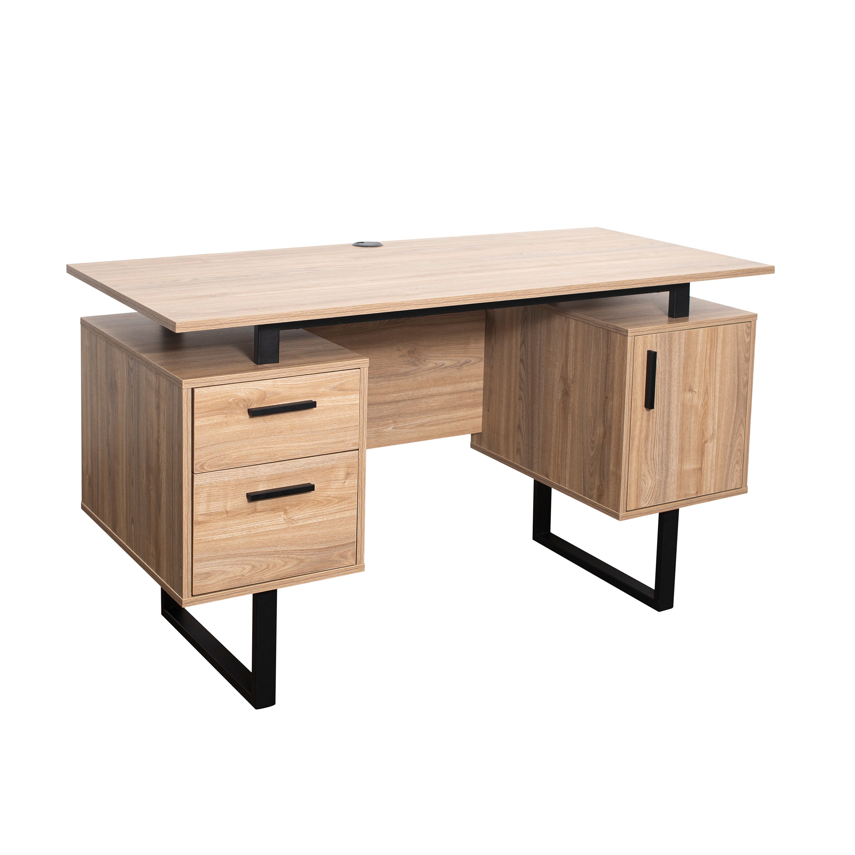 Techni Mobili Modern Office Desk with Storage Elegant Grey —