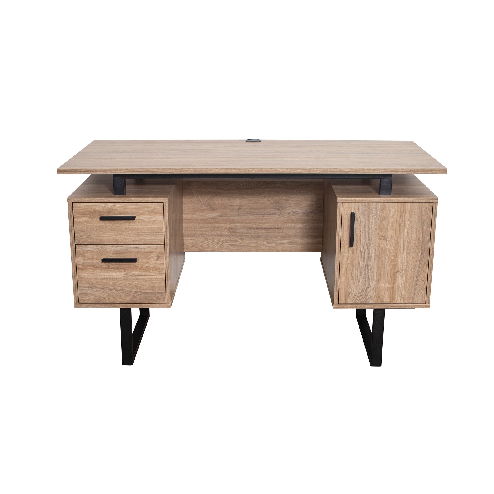 Techni Mobili Modern Office Desk with Storage Elegant Grey —