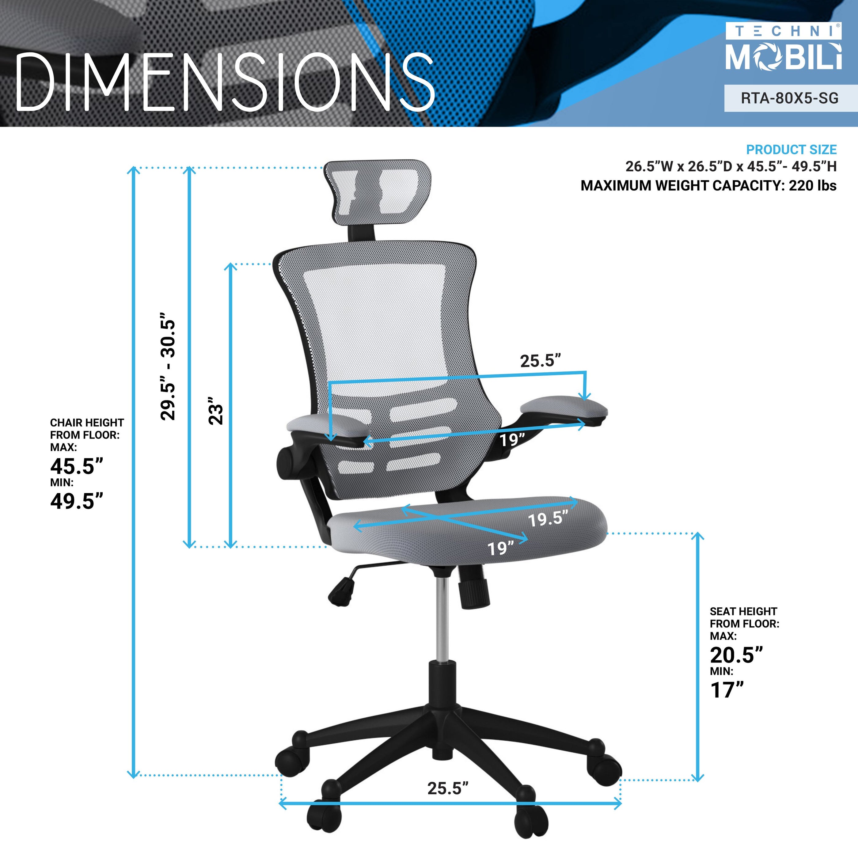 Techni Mobili Mesh Executive Chair — Shopango.com