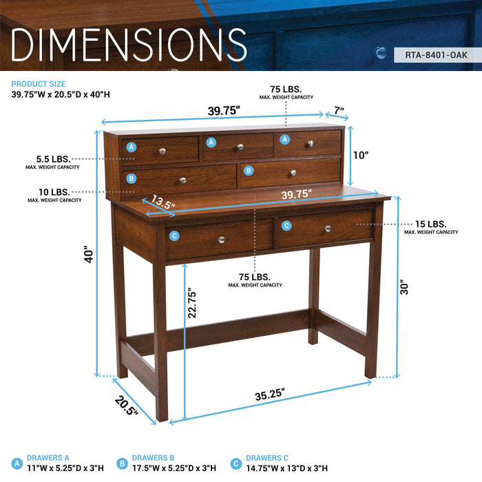 Techni Mobili Writing Desk With Storage