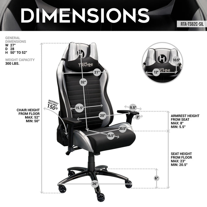 Techni Sport Height and Swivel Adjustable Gaming Chair