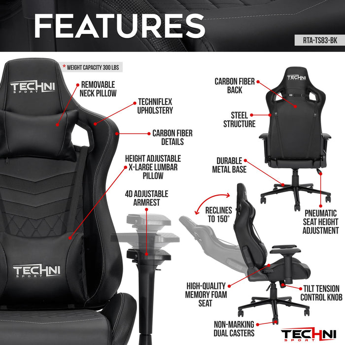 Techni Sport Modern Ergonomic Gaming Chair