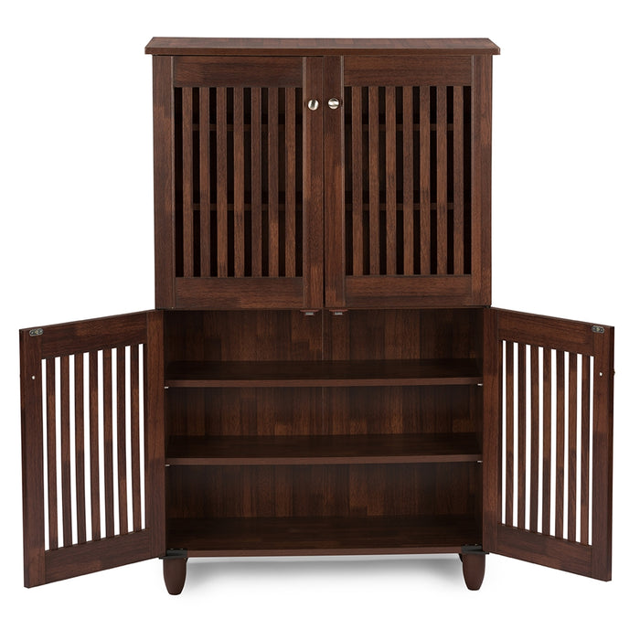 Fernanda Contemporary (4-Door) Wood Shoe Cabinet